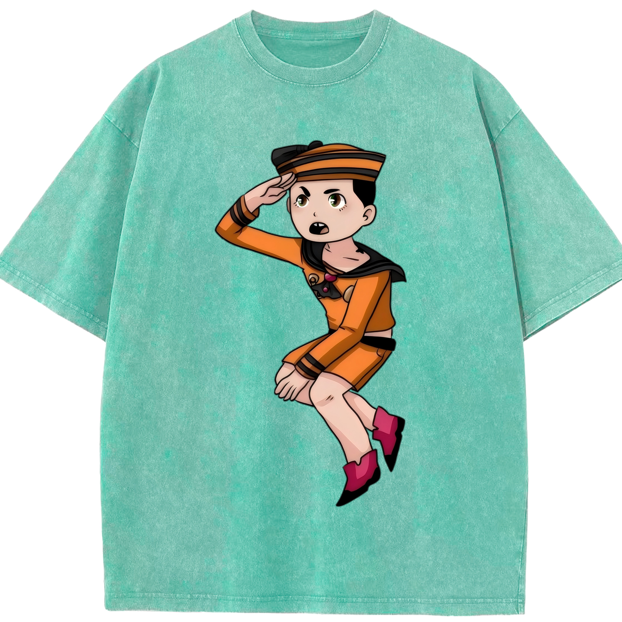 （画像用） ジョジョの奇妙な冒険 東方定助 JoJo's Bizarre Adventure Higashikata Josuke 綿100% ヴィンテージ風 半袖Tシャツ（フロントプリント）